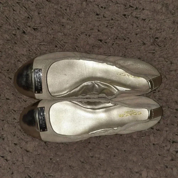 COACH-DARSI-Gold-Metallic Dusty Suede/Patent Ballet Flats-Sz 6.5-Excellent - Picture 6 of 7